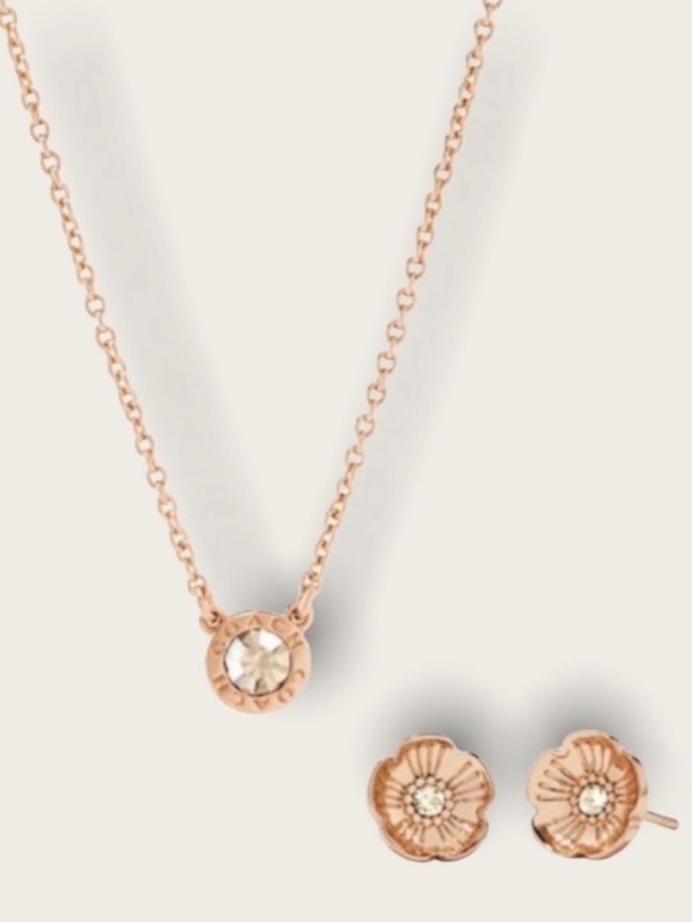 Coach Circle Necklace and Tea Rose Earrings Set